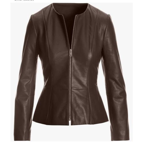 XXL Womens Drowned Black Biker Lambskin Genuine Leather Jacket, Biker Jacket