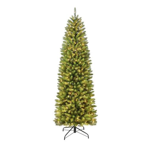 Size 7.5 ft. Pre-Lit Fraser Fir Pencil Tree Artificial Christmas Tree with 350 Clear Lights