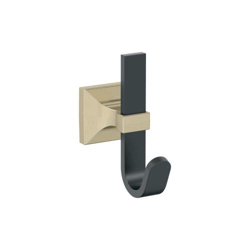 Burbank 3-15/16 in. L Matte Black/Golden Champagne Single Prong Wall Hook
