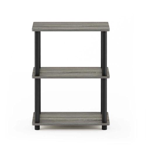 25.04 in. French Oak Gray Plastic 3-shelf Etagere Bookcase with Open Back
