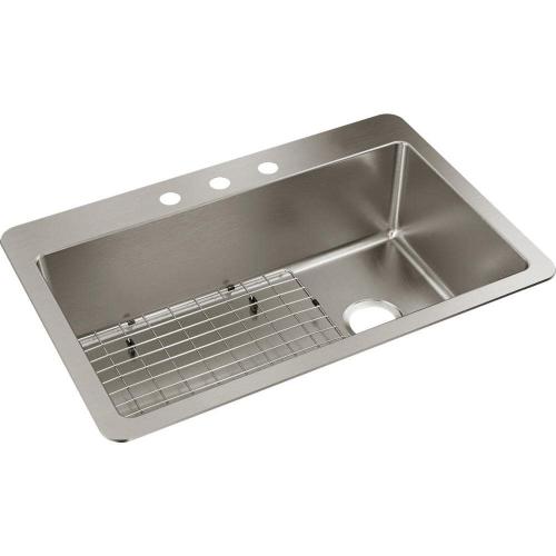 Avenue 33 in. Drop-In/Undermount Single Bowl 18-Gauge Stainless Steel Kitchen Sink w/ Accessories