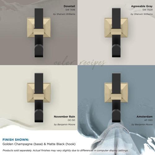 Burbank 3-15/16 in. L Matte Black/Golden Champagne Single Prong Wall Hook