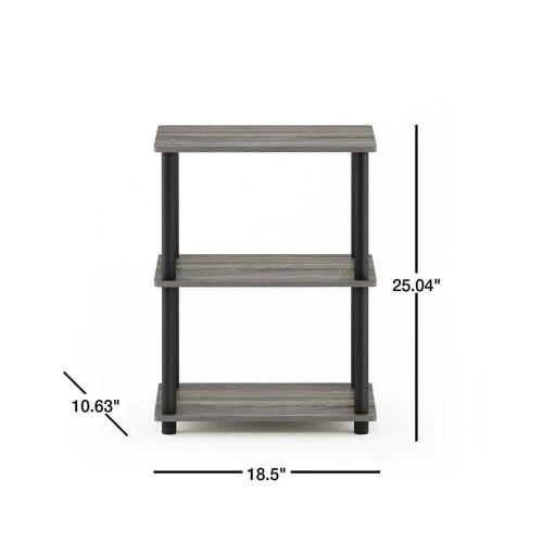 25.04 in. French Oak Gray Plastic 3-shelf Etagere Bookcase with Open Back