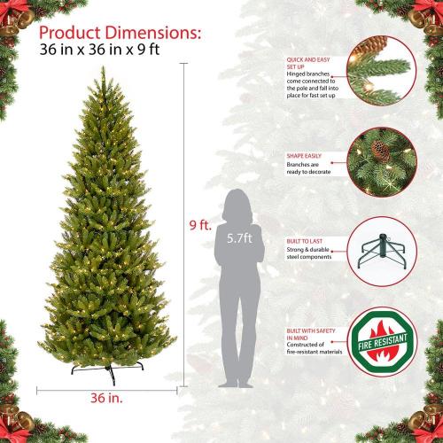 9 ft. Pre-Lit Incandescent Fraser Fir Pencil Artificial Christmas Tree with 550 UL Clear Lights