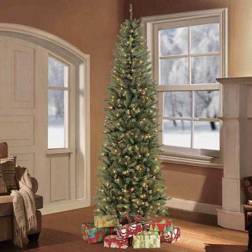 9 ft. Pre-Lit Incandescent Fraser Fir Pencil Artificial Christmas Tree with 550 UL Clear Lights
