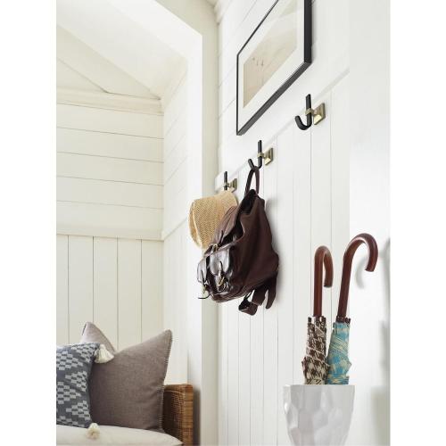 Burbank 3-15/16 in. L Matte Black/Golden Champagne Single Prong Wall Hook