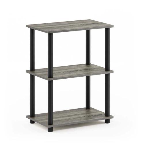 25.04 in. French Oak Gray Plastic 3-shelf Etagere Bookcase with Open Back