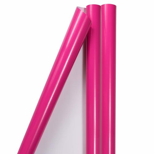 JAM Paper Gift Wrap - Glossy Wrapping Paper - 50 Sq Ft Total (30 in x 10 Ft Each) - Fuchsia - 2 Rolls/Pack