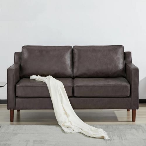 Keven 60'' Faux Leather Loveseat