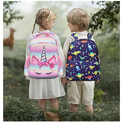 Octsky Unicorn Backpack for Girls Kids Preschool Backpacks Cute Lightweight With Chest Strap and Lunchbox (Rainbow)