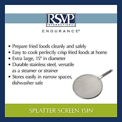 RSVP International Endurance Kitchen Collection Splatter Screen Dishwasher Safe 15 Diameter Stainless Steel