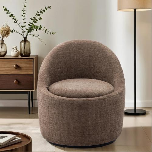 Color brown Lawandra Modern Upholstered Swivel Barrel Chair