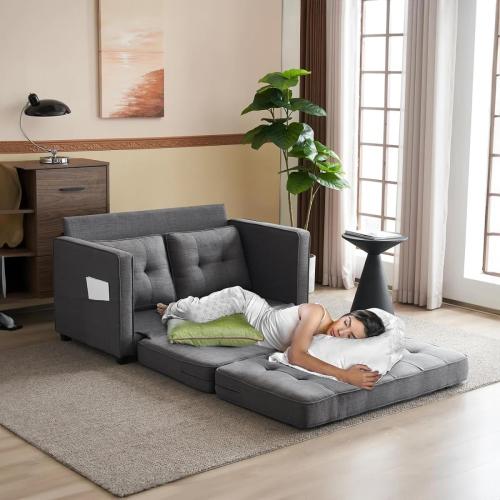 Color Grey Learco Size 53.54'' Upholstered Sleeper Sofa
