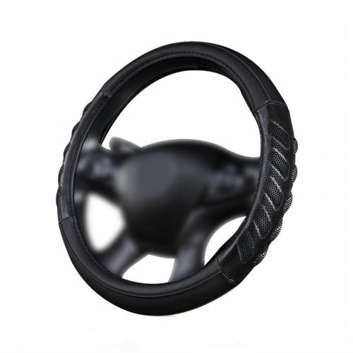Flying Banner car Steering Wheel Cover Faux Leather Massage Universal fit 3D Honeycomb Hole Anti-Slip Sporty 15 Inches (Black Black)