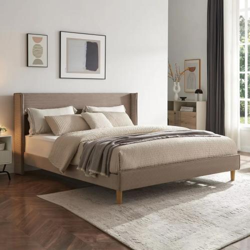 Belo Upholstered Platform King Bed Brown
