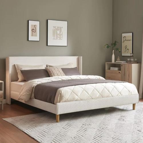 Beige King Bed Frame