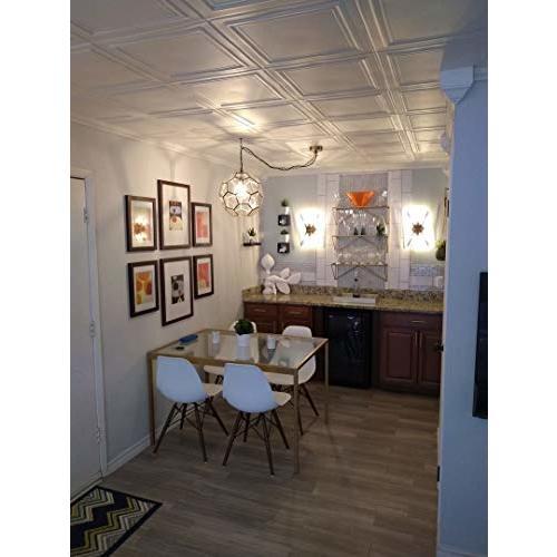 A La Maison Ceilings R24 Line Art Foam Glue-up Ceiling Tile (21.6 sq. ft./Case) Pack of 8 Plain White