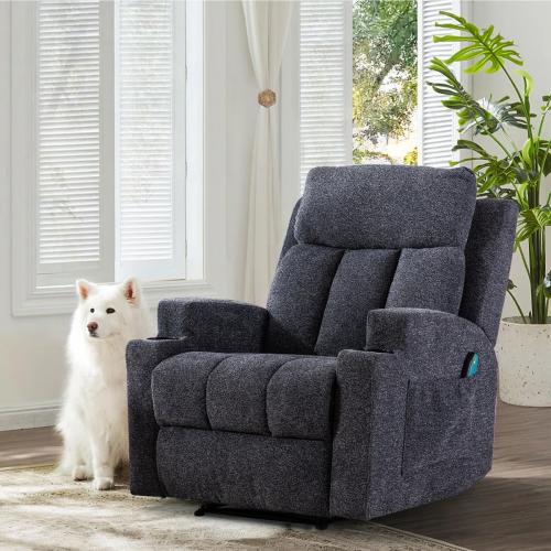 Myria Size  33.07W  Color dark Grey Upholstered Massage Manual Recliner
