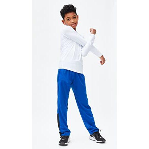 DEVOPS Youth Boys 3-Pack Compression Athletic Performance Baselayer Long Sleeve Shirts (Medium White/White/White)