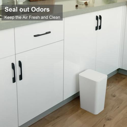 N. NETDOT 3 Pack 10L / 2.6 Gallon Small Trash Can with Lid,Bathroom Garbage Can with Pop-Up Lid,Waste Basket for Bathroom,Kitchen,Bedroom,Powder Room,Office,College (Black-Grey-Off White)