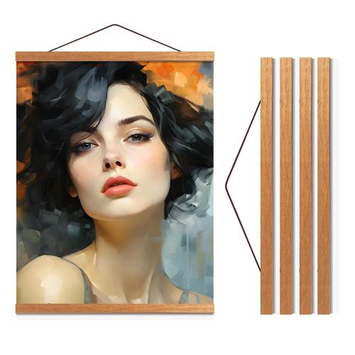 Magnetic Poster Hanger 36” Poster Frame with Strong Magnets Poster Hanger Frame with Complete Poster Hanging Kit fits 36x24 36x40 and 36x48 - Teak Wood