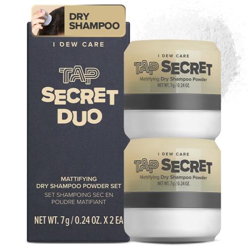 I Dew Care Dry Shampoo - Tap Secret Duo Gift set With Black Ginseng Non-aerosol Benzene-free Mattifying Root Boosting Powder No White Cast Formulated without Gluten Travel Size 2 Count 0.48Oz