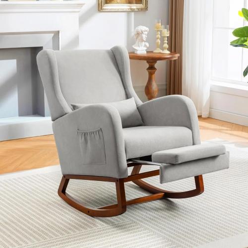 Rubberwood Gray Nursery Rocking Chair