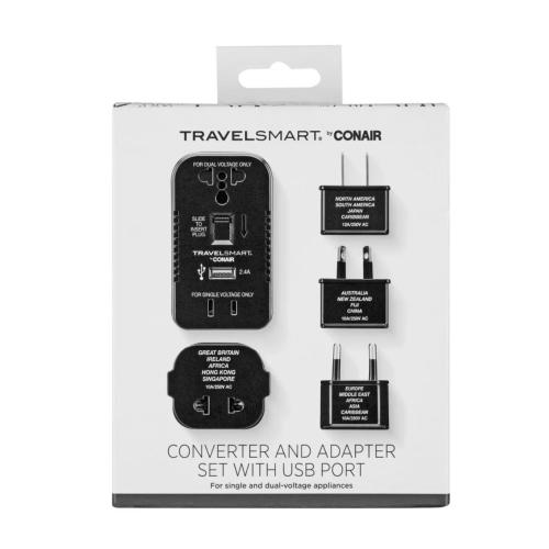 Travel smart by Conair Converter and adapter set with USB port
