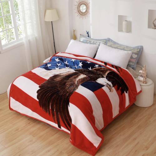 Hiyoko Patriotic USA Flag BlanketThe Stars and StripesOld Gloryand The Star-Spangled Banner Bedroom Cabin Sleigh-Bed and Couch Full or Queen 95 L-79 W