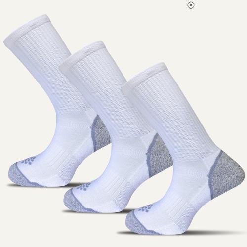 12 pairs True Energy Crew Cotton Socks (White Fit Men's Shoe Size S/M)