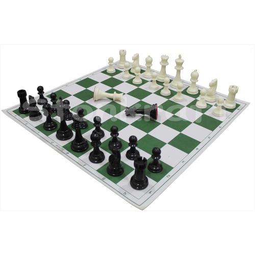 StonKraft 17'' x 17'' Tournament Chess Vinyl Foldable Chess Game - White