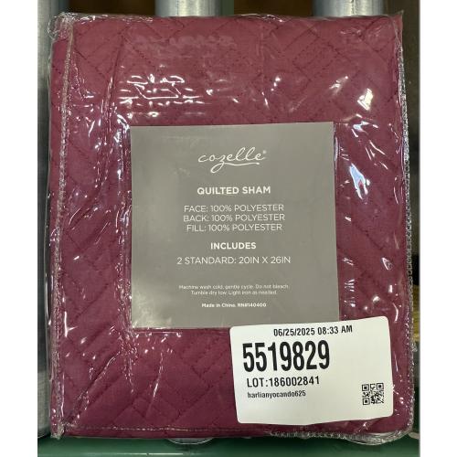 Cozelle Quilted Sham 2 Standard 20 x 26IN Red