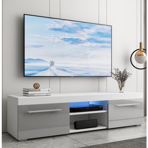 Hommpa 51 High Gloss TV Stand for TVs up to 59 LED Entertainment Center with 2 Storage Drawers