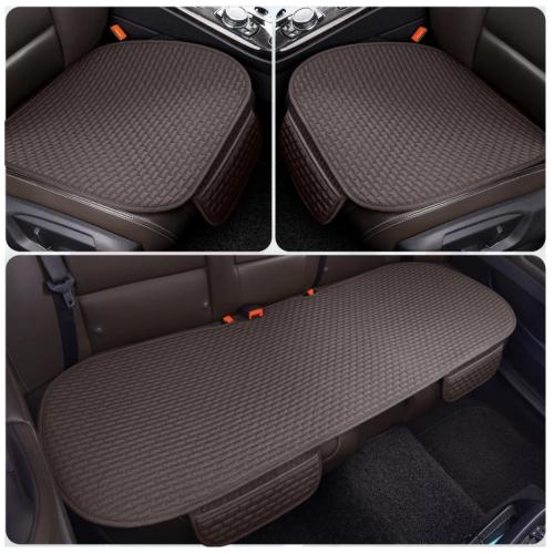 Wekar WKS-001 Bottom Car Seat Covers Full Set for 5 Seats Breathable and Anti-Slip Cotton Car Seat Covers 2 Front Car Seat Pads and 1 Rear Bench Seat Cover Fit 98% Vehicles Brown