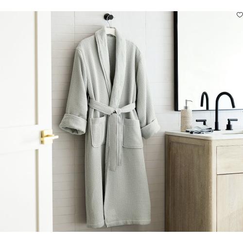 Haven Turkish Organic Cotton Waffle Robe, Large/X-Large, Lunar Rock