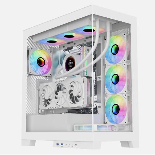 SAMA 4503 Dual USB3.0 and Type C Tempered Glass ATX Mid Tower Gaming PC Computer Case, w/ 4 x 120mm ARGB Fans (3 x MB Side, 1 x Rear).
