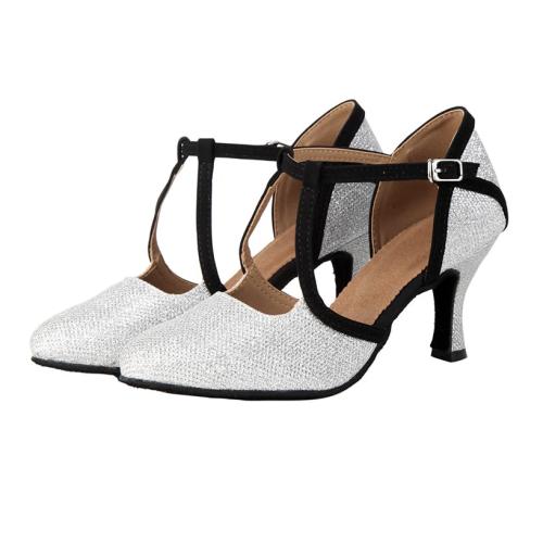 HW Women's Sparkling Glitter Customized Heels Ballroom Dance Shoes Modern Shoes - size 10