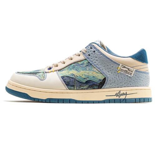 Size 47 Color white and Blue Glastsy Van Gogh Starry Night inspired sneakers