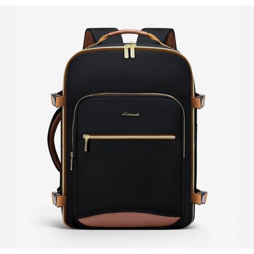 LOVEVOOK 40L Large Travel Backpack for Women Men, 17 Inch Carry on Backpack for Traveling on Airplane, Personal Item Bag Airline Approved, Business Causal Weekender Backpack, Black-Brown