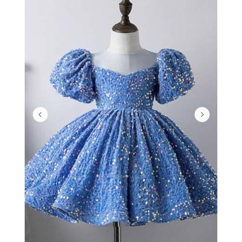 Size 106 Color Blue Bestopbride Girls Sequin Pageant Short Dresses  Party Gown