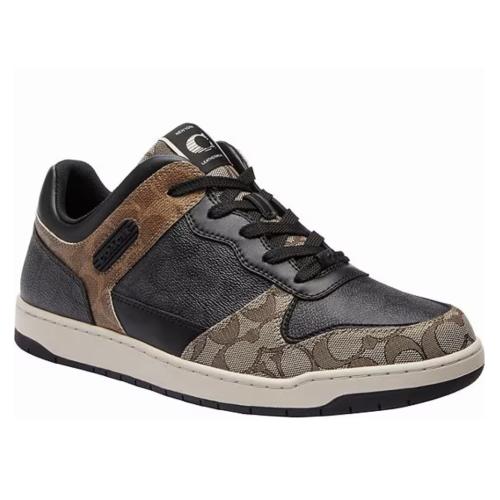 Size 12D COACH Men's C201 Mixed Media Signature Logo Sneakers