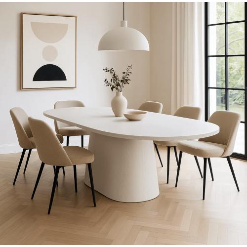 Tom Collins Home Dining Table Base Oak Veneer Matt White