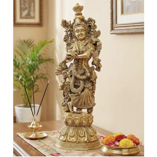 Esplanade - Lord Krishna Kishan Gopal Murti Idol Statue Sculpture - Brass  - Multicolor