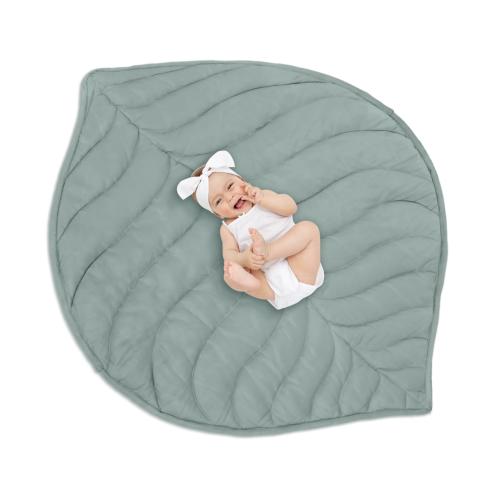 Baby Mat For Floor, Baby Play Mats For Floor, Tummy Time Mat, 100% Cotton Premium Leaf Mat, Baby Floor Mats For Crawling, Play Mat for Baby, Tummy Time Pillow, Machine Washable, Portable, and Compact