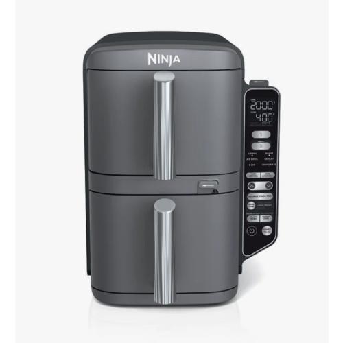 Ninja - Smart DoubleStack XL 2-Basket Air Fryer with Leave-in Thermometer, 10 QT, 6-in-1 Smart Cook System, Space Saving Design - Deep Gray