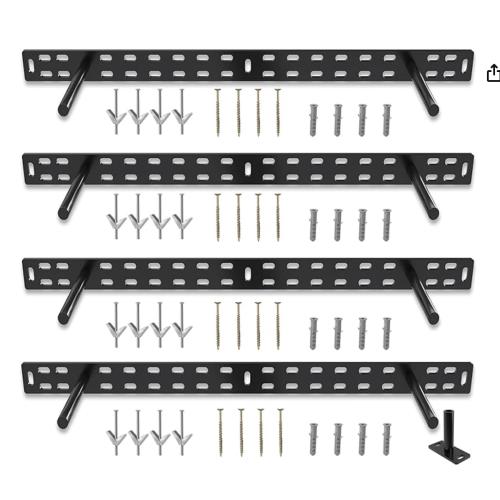 Hungsmart- 4 X 22 Inch Heavy Duty Floating Shelf Bracket - Long Wall Shelves Support Hidden Floating Shelf Hardware Black Shelf Brackets Perfect for K