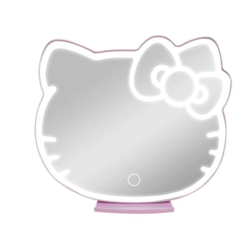 Impressions Vanity Supercute Hello Kitty Tabletop Desk Mirror with Lights and Touch Sensor Switch, Adjustable Tri Tone LED Lighted Makeup Mirror with Hidden Extendable Tray and Phone Holder