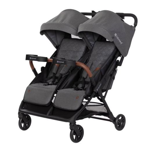 Baby Trend York Compact Side-By-Side Double Full Size Stroller - Cosmic Gray: Steel Material, 5-Point Harness, EVA Tires