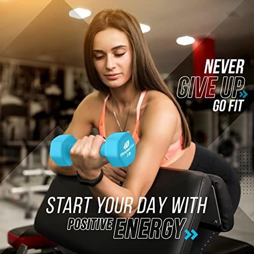 Fitness Alley 3lb Neoprene Dumbbell Set Coated for Non Slip Grip - Hex Dumbbells Weight Set - Hand Weights Set - Neoprene Weight Pairs - Hex Hand Weights - Set of Two Neoprene Dumbbells Light Blue