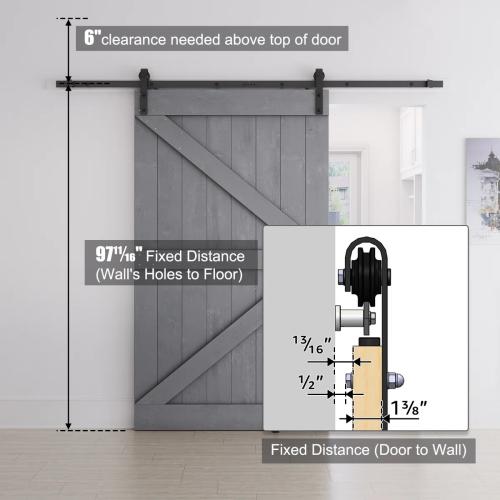 Gray Solid Wood Paneled Barn Door with Installation Hardware Kit
